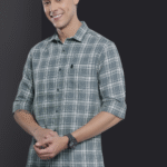 Men Grey & White Checked Cotton Casual Shirt