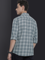 Men Grey & White Checked Cotton Casual Shirt - Image 2