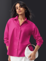 Women Solid Oversized Cotton Casual Shirt