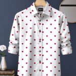 Red Color Heart Digital Print Shirt