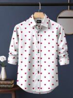 Red Color Heart Digital Print Shirt