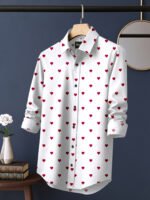Red Color Heart Digital Print Shirt - Image 3