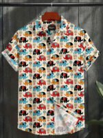 Multi Color Cartoon Printed Cotton Shirt