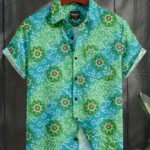 Green Color Flower Printed Cotton Shirt