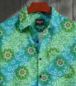 Green Color Flower Printed Cotton Shirt - Image 2