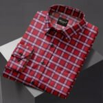 Red Color Checkered Casual Shirt