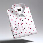 White And Red Color Heart Shap Cotton Shirt - Image 2