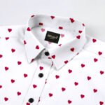 White And Red Color Heart Shap Cotton Shirt - Image 4