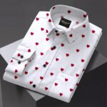White And Red Color Heart Shap Cotton Shirt