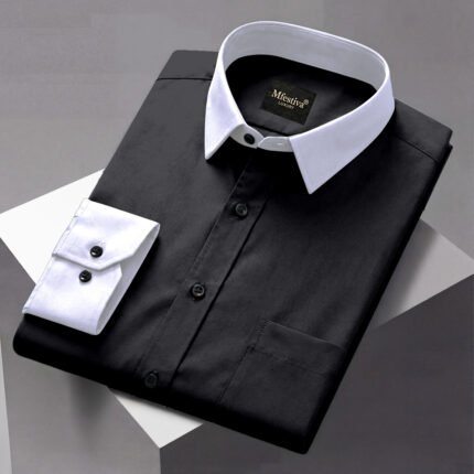 Black With White Color Premium Cotton Checkered Shirt