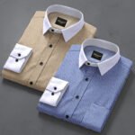 Blue And Cream Color Cotton Checkered Shirt Combo