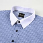 Blue Color Premium Cotton Slim Fit Checkered Casual Shirt - Image 4