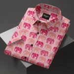 Pink Color Elephant Digital Print Shirt