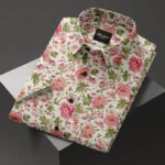 White Color Flower Digital Print Shirt