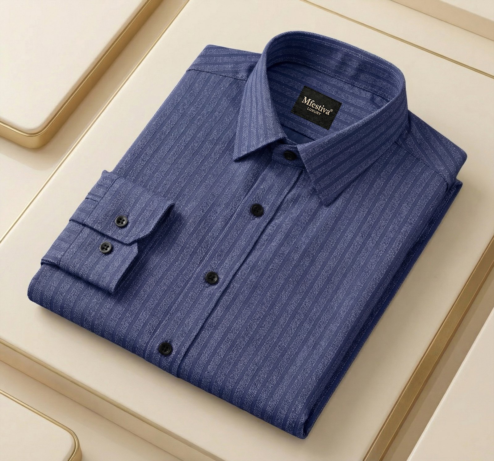 3 shirt (1).jpg Blue Color Premium Cotton Slim Fit Shirt - Image 1