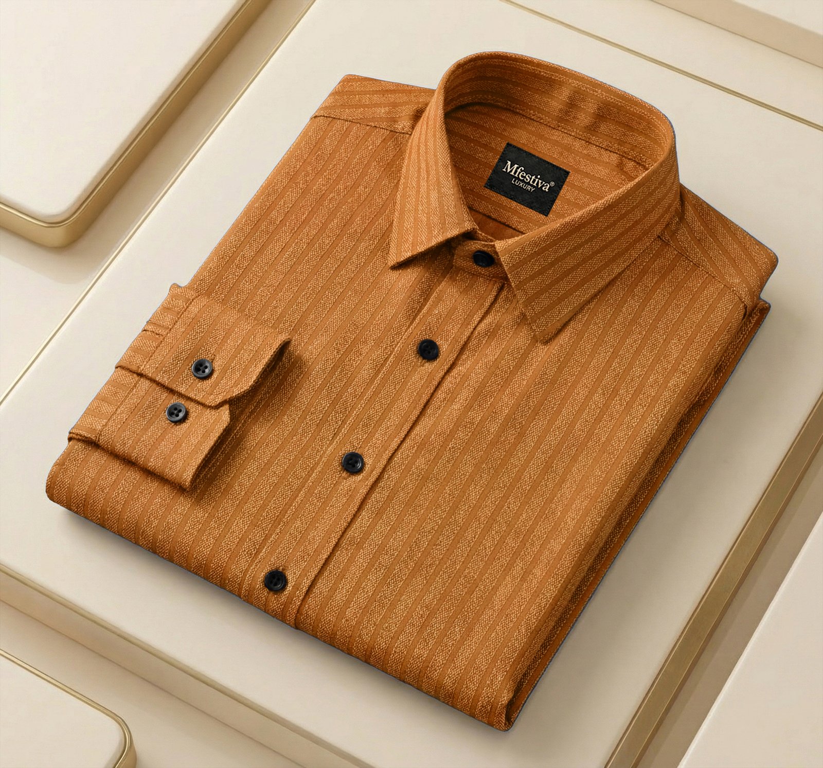 3 shirt (4).jpg Orange Color Premium Cotton Slim Fit Shirt - Image 1