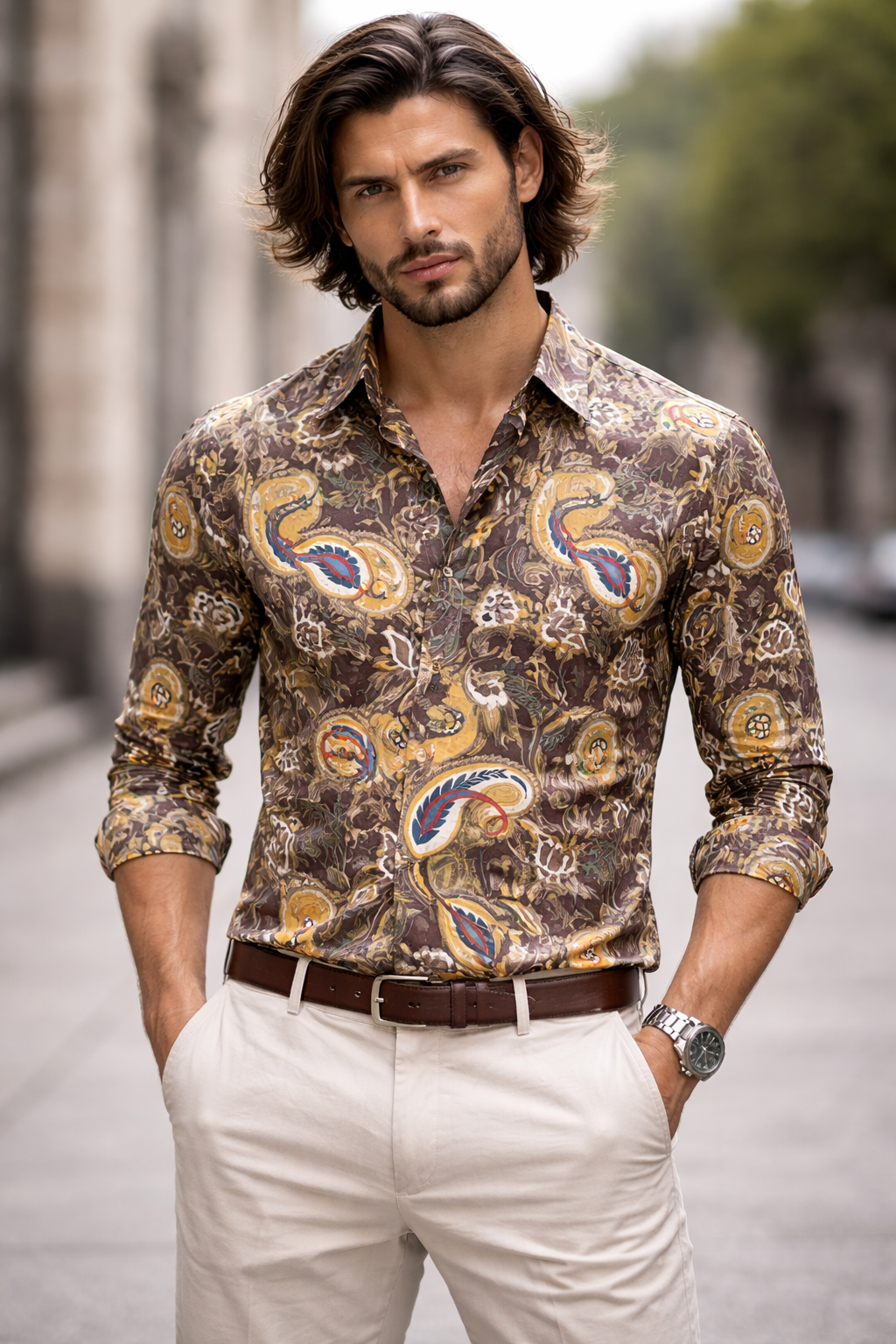 shirt1 (1) Digital Printed Brown Color Shirt - Image 1